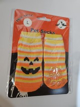 Fang-Tastic Halloween Pet Socks Non Slip Orange/Yellow Striped Large Soc... - $7.52