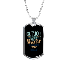 Shield Around Me Psalms Christian Necklace Stainless Steel or 18k Gold Dog Tag  - £37.92 GBP+