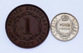 Lot of 2 British Colonial Cents (Honduras and Guyana) 1919 &amp; 1943 XF - BU - £49.84 GBP