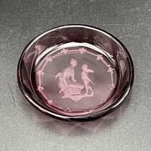 HEINRICH HOFFMAN CZECH AMETHYST BUTTER PAT OPEN SALT DISH INTAGLIO CUPID... - £33.64 GBP