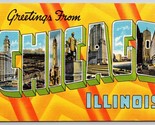 Grand Lettre Voeux De Chicago Illinois Il Unp non Utilisé Lin Carte Post... - $4.04
