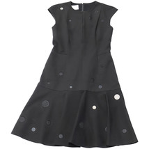 Akris Punto Zip-Front Cap-Sleeve Tonal-Dot Embroidered Godet Dress In P Size 8 - $96.90