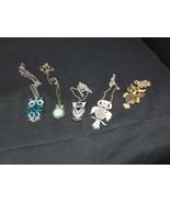 Mid Century Modern Owl Large Pendant &amp; Necklace Lot Of 5 Owls Jewelry  - $1,061.53 MXN