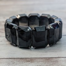 Vintage Chunky Stretch Bracelet Black Gems - $10.99