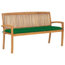 vidaXL Garden Bench Natural Teak Teak Wood, Polyester 3-seater Stackable - $458.03 CAD