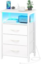 Yoobure 16 Color Led Nightstand With Usb Ports And Outlets, Charging, White. - £51.89 GBP