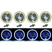 5-3/4&quot; White LED COB SMD Halo Angel Eye Halogen Light Bulbs Metal Headlights Set - £197.48 GBP