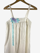 Vintage Deena Nightgown Size Medium Long Ivory White Raised Satin Flower... - $37.18