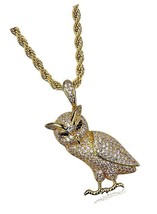 Iced Out Animal Owl Pendant Necklace Micro Pave Bling Cubic - $88.03