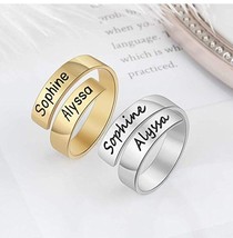 Electroplated Gold Silver And Pink Double Name Ring - £20.81 GBP