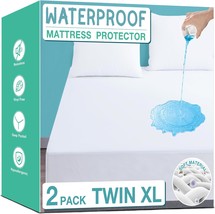 Lunsing Twin Xl Waterproof Mattress Protector, White, 2 Pack, Noiseless, - £35.43 GBP