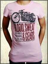 Tank Farm Blood Sweat and Gears Motorcycle Biker Womens T-Shirt Pink SMALL NEW - £15.37 GBP