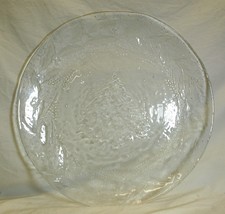 Clear Glass Serving Platter Christmas Tree Holly Designs Wavy Edge - £19.73 GBP