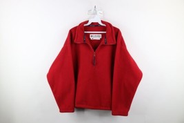 Vtg 90s Columbia Womens Large Distressed Spell Out Half Zip Fleece Sweater USA - £42.84 GBP