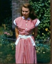 Attractive Woman Striped Red Dress 1950s 35mm Red Border Kodachrome Slide Car66 - £12.17 GBP