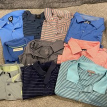 Golf Polo Bundle Lot of 10 Assorted Sizes Footjoy Peter Millar Nike Rese... - $46.29