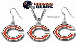 CHICAGO BEARS NECKLACE &amp; EARRINGS SET - FOOTBALL  SPORTS HOT! NFL FREE S... - £16.02 GBP