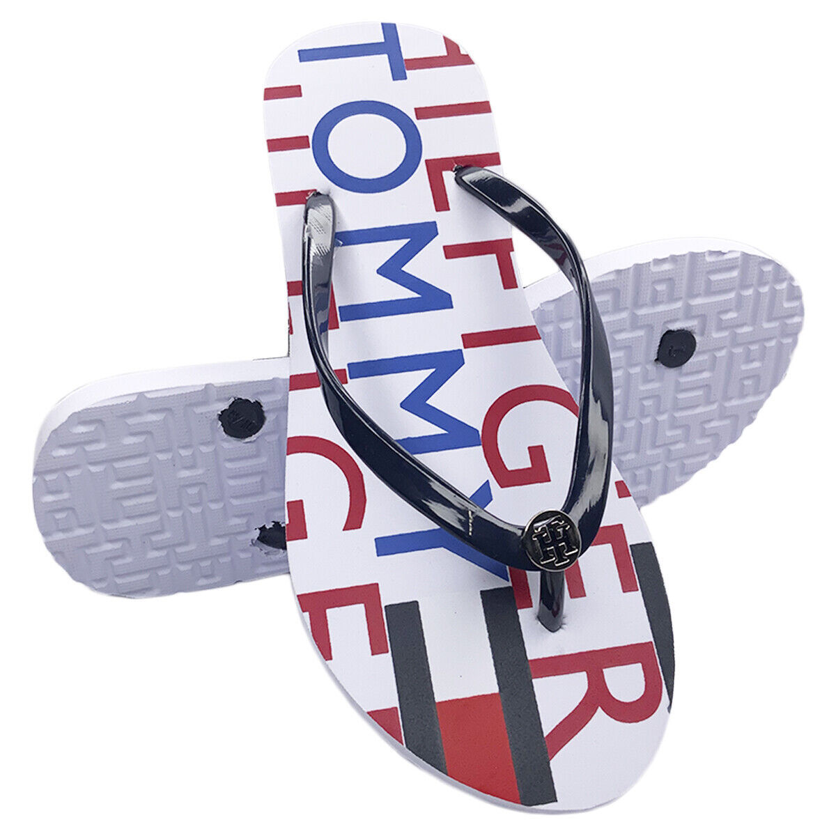 NWT TOMMY HILFIGER WOMEN&#39;S WHITE SANDALS FLIP FLOPS SIZE 7 8 9 10 - $18.69