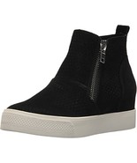 Steve Madden Wedgie Sneaker Black Suede Perf  Women&#39;s Size 8-10 NIB - $40.05
