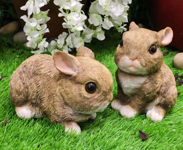 Set Of 2 Whimsical Cute Baby Bunny Rabbits Pet Pal Fairy Garden Figurines - £27.64 GBP