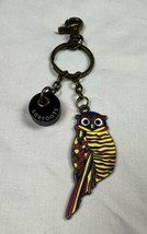The Sak Sakroots Owl Bird Keychain Clip Yellow Red Purple Enamel Wooden Ring - £9.89 GBP