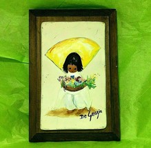 DeGrazia Vintage rare format of 3D resin wall plaque Flower Boy - £11.66 GBP