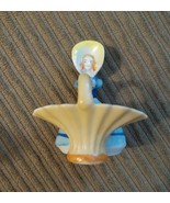 Victorian Lady with Basket Vase Japan Japanese Trico blue dress yellow b... - $19.79