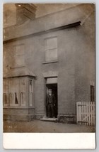 RPPC Older Man Posing In Door Entry To Brick House Real Photo Postcard L26 - £6.23 GBP