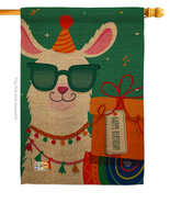 Cool Llamas Birthday - Impressions Decorative House Flag H192186-BO - £32.74 GBP