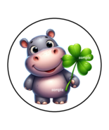30 ST PATRICKS DAY HIPPO ENVELOPE SEALS STICKERS LABELS TAGS 1.5&quot; ROUND ... - £5.98 GBP