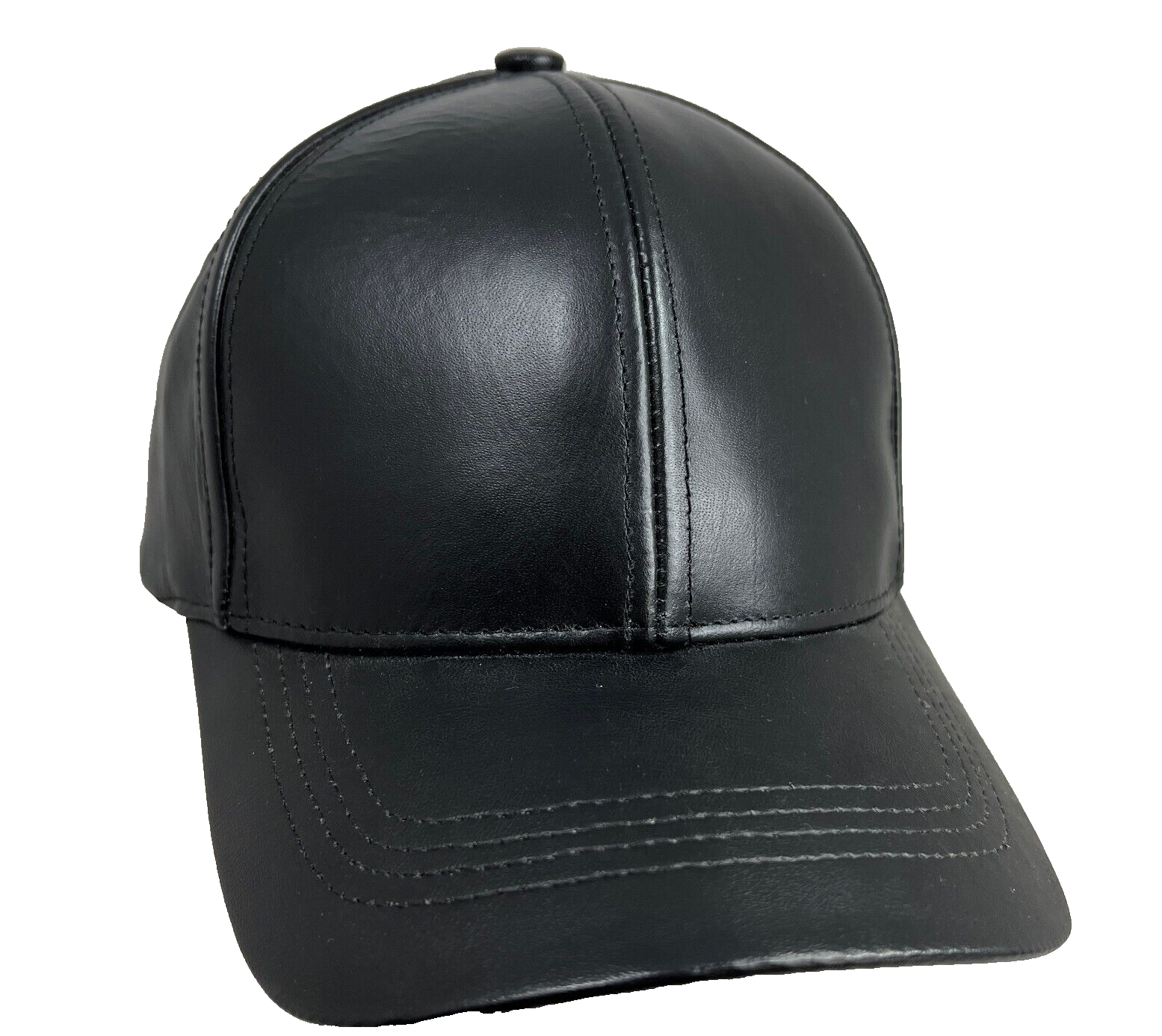 Primary image for Genuine Leather Baseball Hat Cap USA Adjustable Black Emstate By Winner
