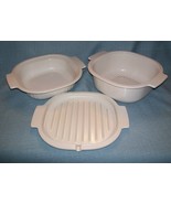 Vtg RUBBERMAID 3Pc Microwave Stack Cooker -1 Qt Bowl, Steamer, Bacon Rac... - $19.95