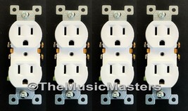 4X White AC Electric Power Duplex Wall OUTLET RECEPTACLE Residential Rep... - £11.87 GBP