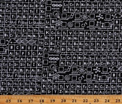 Cotton Science Periodic Table Biology Chemistry Fabric Print by Yard D466.46 - £25.35 GBP