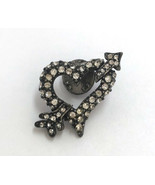 Chico’s Heart &amp; Arrow Clear Pave Rhinestone Silver Tone Pin Brooch Valen... - £6.26 GBP