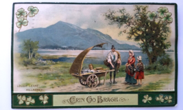 St Patrick&#39;s Day Postcard John Winsch Lough Leane Killarney Wooden Cart 1913 - £12.92 GBP