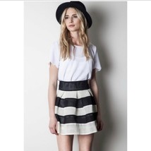 Umgee Womens Skirt Black White Striped Pleated Mini - $7.99