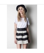 Umgee Womens Skirt Black White Striped Pleated Mini - $132.85 MXN
