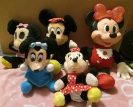 Lot Of 5 Vintage &quot;Minnie Mouse&quot; Plush Dolls by Disney &amp; Mattel Light Up ... - $14.01