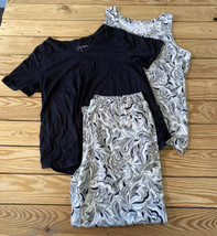 Anybody NWOT Women’s Lush Jersey 3 Piece Tee &amp; Tank Pj Set Size S Black AM - £22.15 GBP