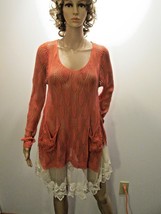 RYU Anthropologie Open Knit Lace Hem Tunic Top Dress S/M Loose BOHO Lage... - £19.88 GBP