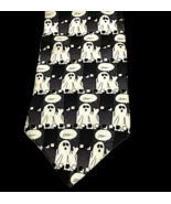 Halloween Silk Necktie Mens Tie Ghosts Ghost Black White Hallmark Vintag... - £10.91 GBP