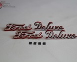 1940 Ford Deluxe Script Side Hood Emblems Chrome Badge Red Accent - £53.00 GBP