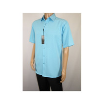 Men Short Sleeve Sport Shirt by BASSIRI Light Weight Soft Microfiber 61981 Teal image 3