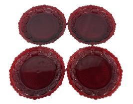 AVON 1876 Cape Cod Ruby Red set of 4 Salad Plates 7 1/4&quot; Inch Wide - EXC... - $14.85