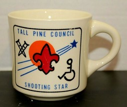 Vintage Boy Scout Tall Pine Council Shooting Star Ceramic Coffee Mug Han... - $21.78