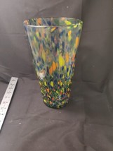 Vintage Multi Colored Murano Style Glass Vase 11&quot; Tall - £34.17 GBP