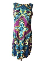 Alyx Limited Womens Geometric Silky Sheath Dress Sz 4 Sleeveless Back Zip Multi - £14.78 GBP