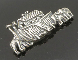 925 Sterling Silver - Vintage Noah&#39;s Ark Giraffe &amp; Elephant Brooch Pin - BP9422 - £29.58 GBP