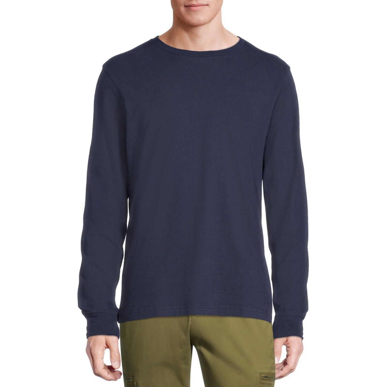 George Men&#39;s Long Sleeve Crew Neck Tee Shirt X-SMALL (30-32) Navy Blue - $13.54